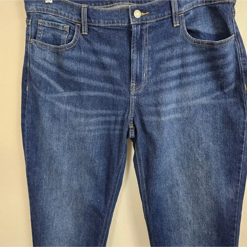 Old Navy WOW Mid Rise Boyfriend Jeans 14 Cuffed Dark Wash Casual Denim Pants